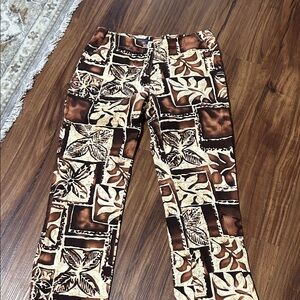 Women's Brown Patterned Straight Leg Pants